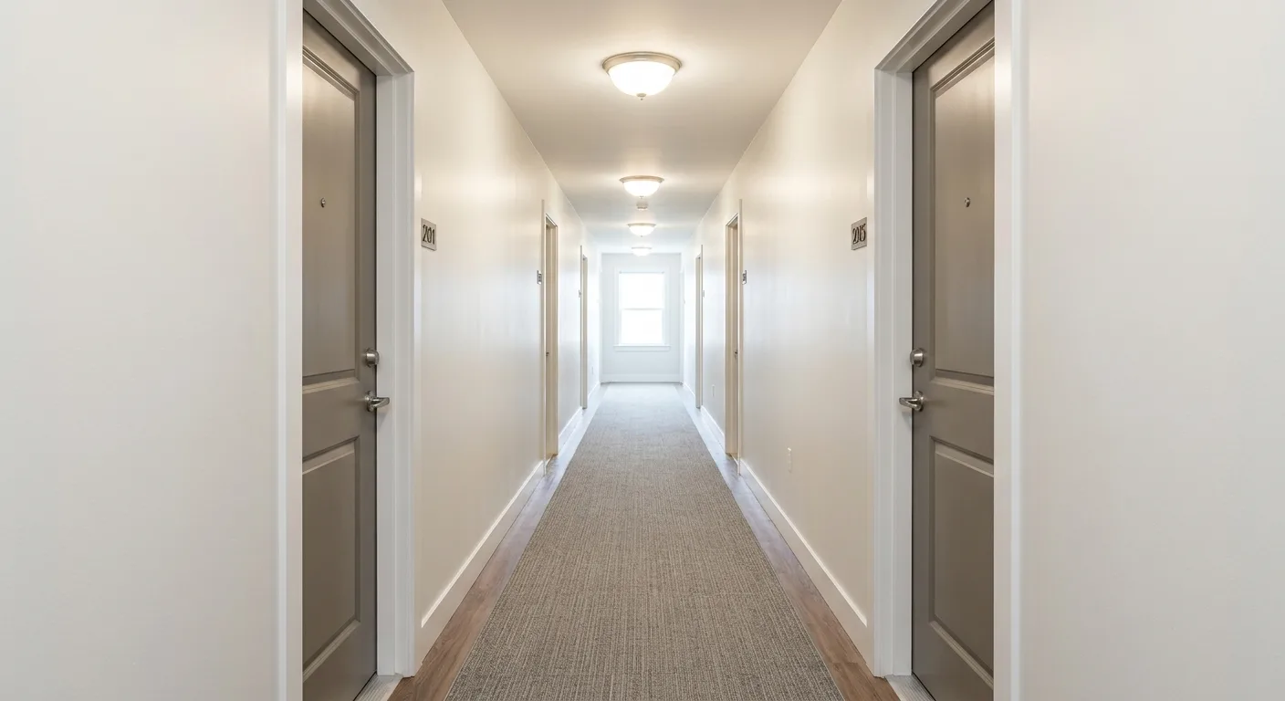 Freshly painted hallway in an apartment community building