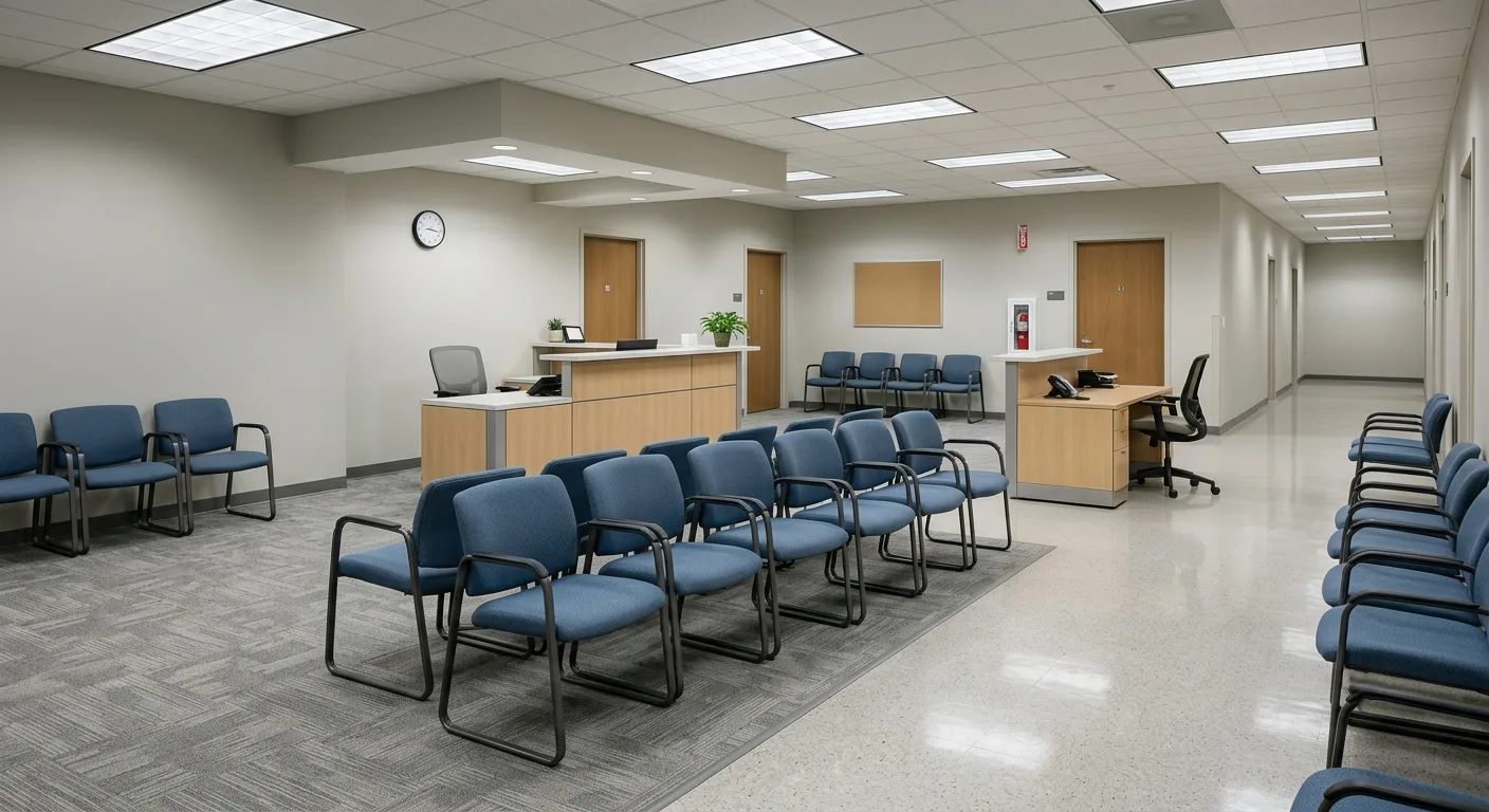 Freshly painted government facility reception area