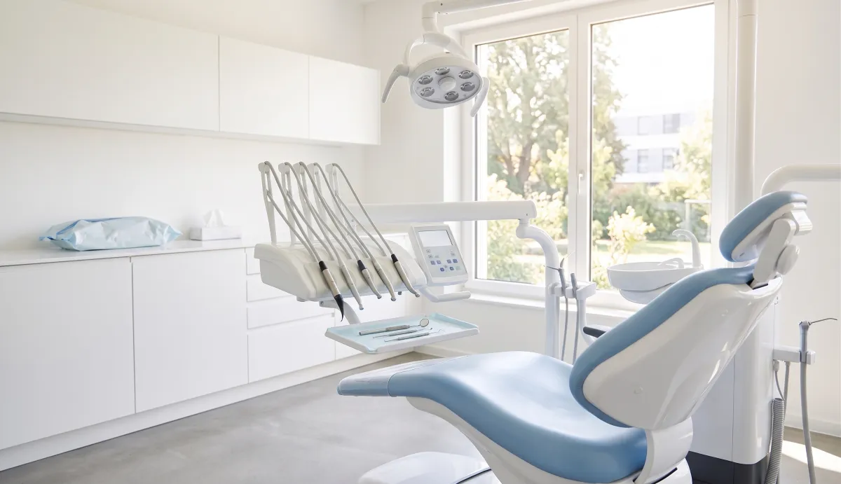 Modern dental exam room in a healthcare facility