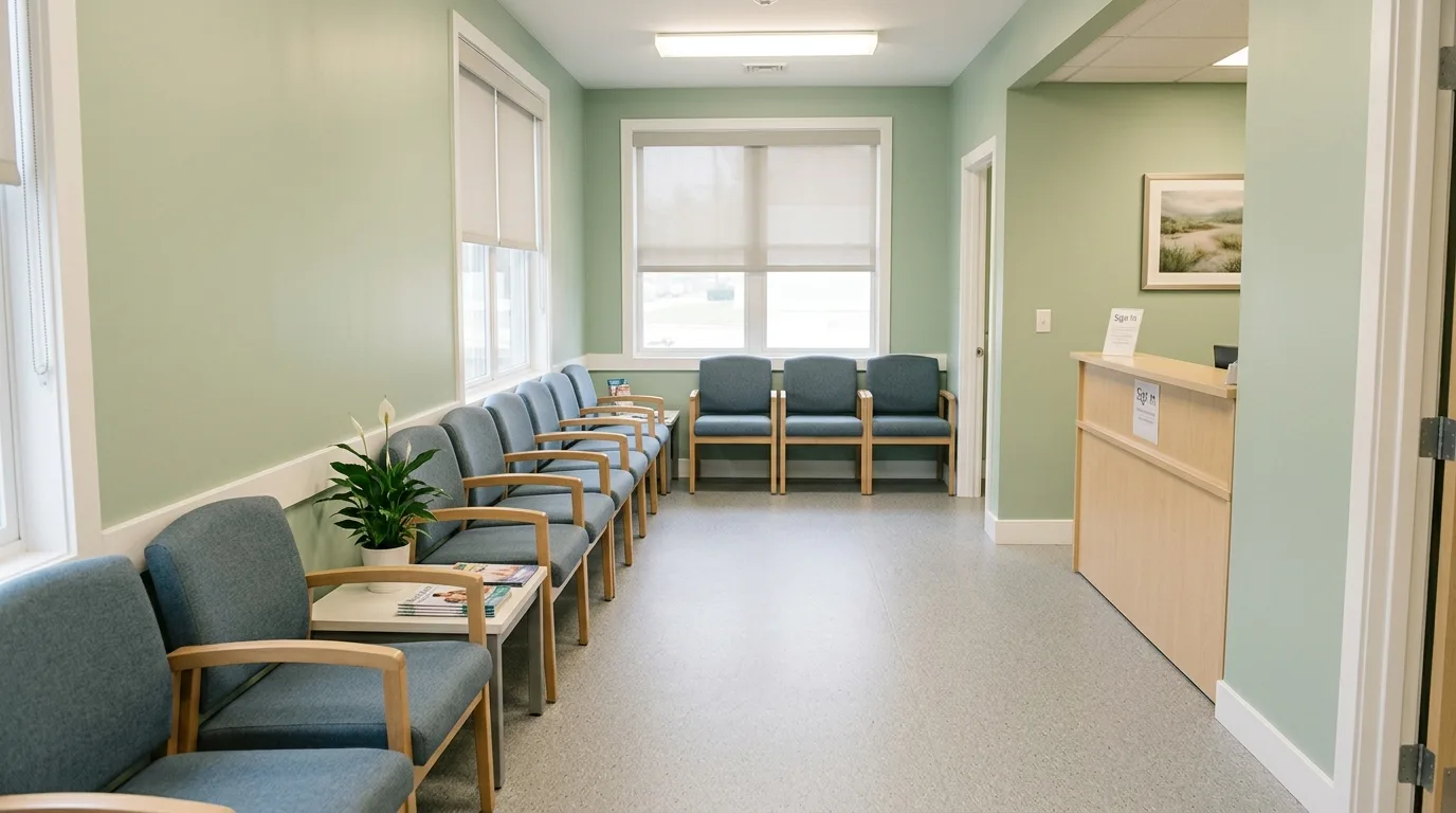 Freshly painted healthcare facility waiting room