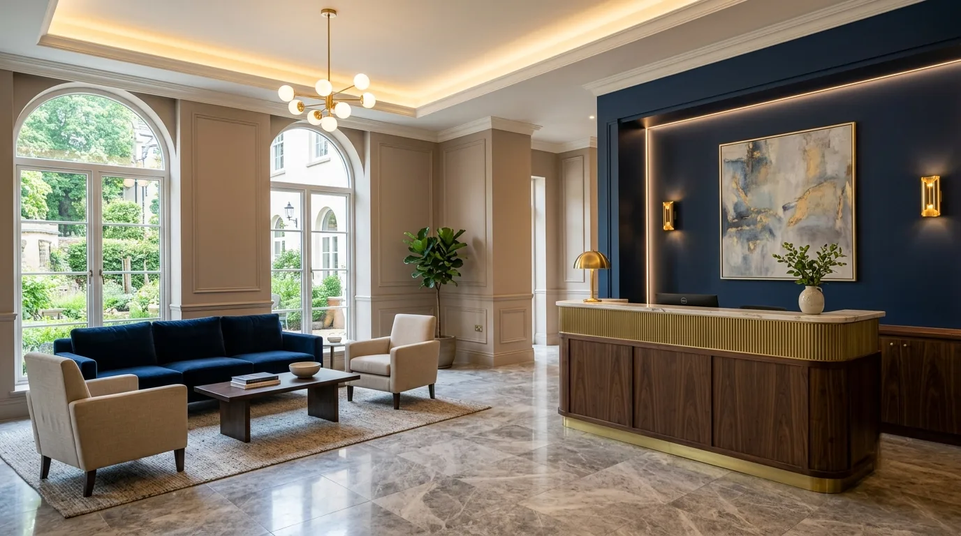 Freshly painted hotel lobby