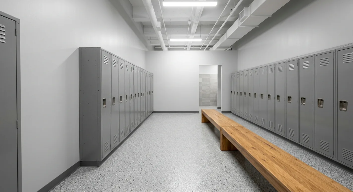 Freshly painted locker room in a recreation facility