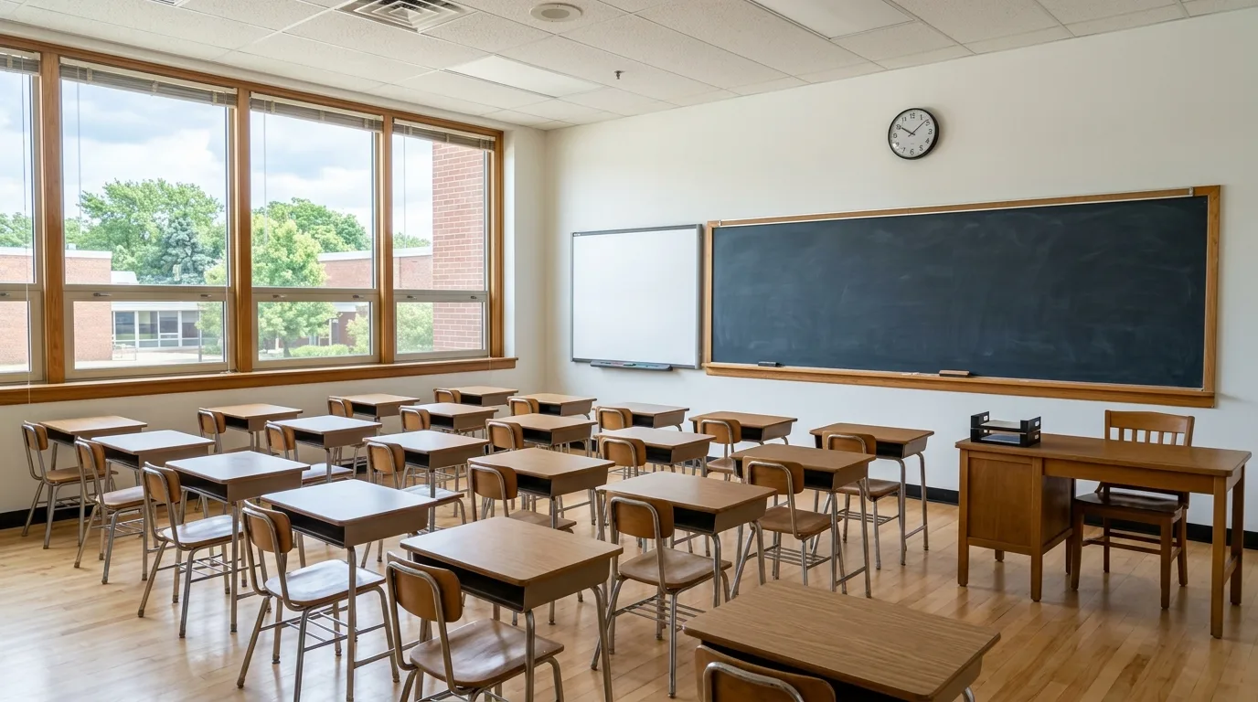 Freshly painted classroom in a school
