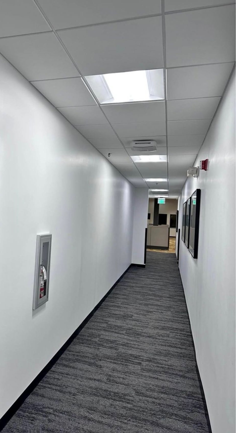 Freshly repainted commercial office hallway