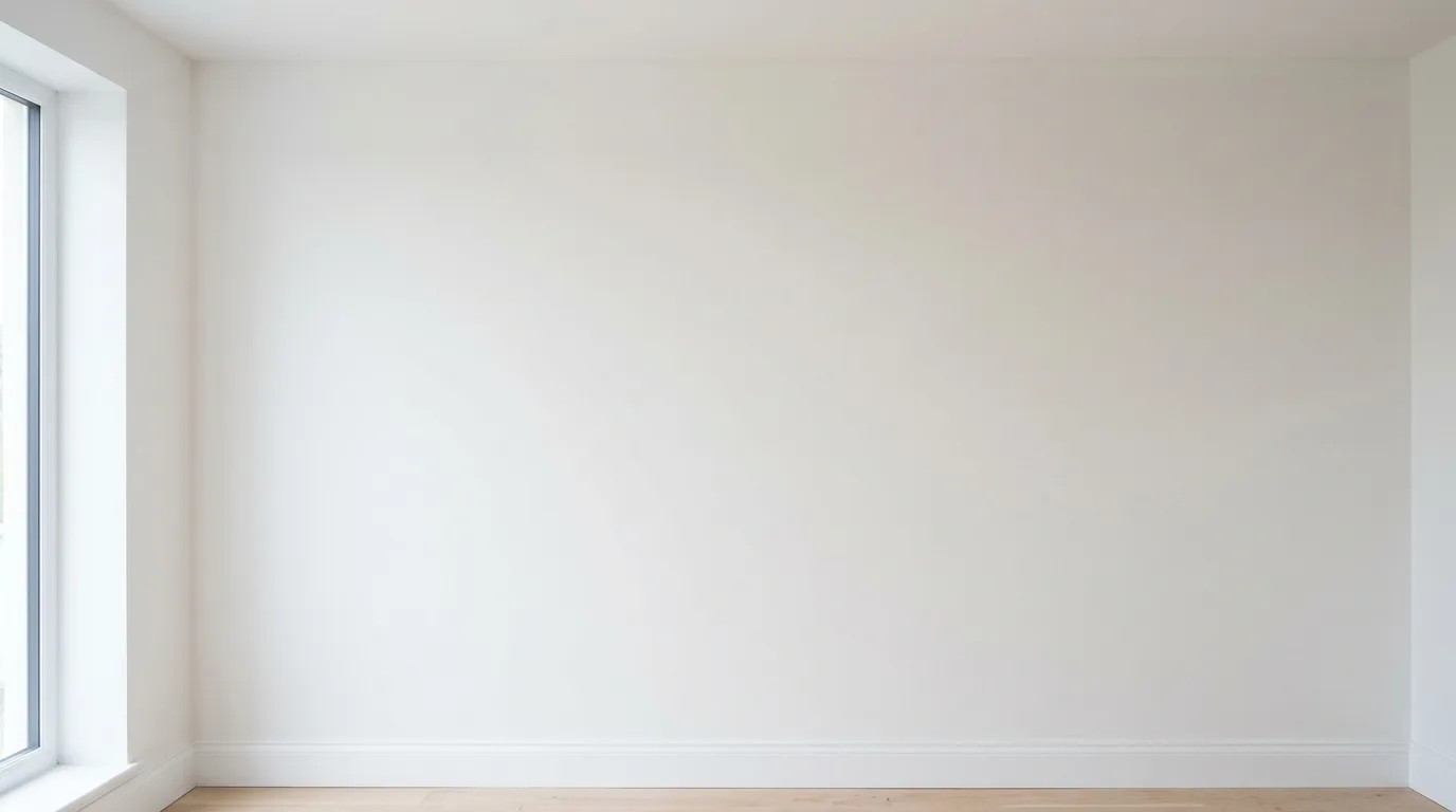 Finished skim-coated wall, smooth and ready for paint