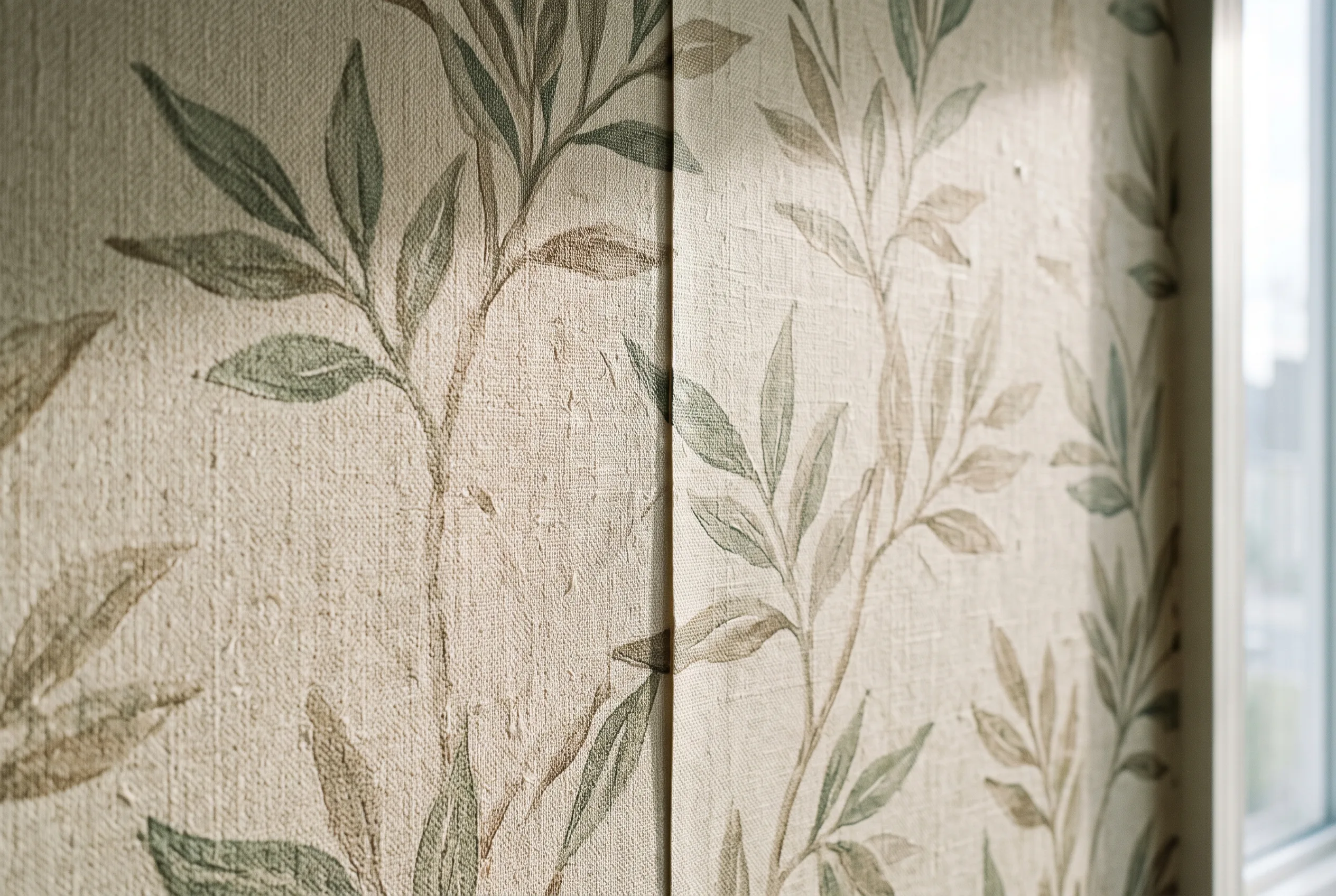 Close-up of a clean wallpaper seam